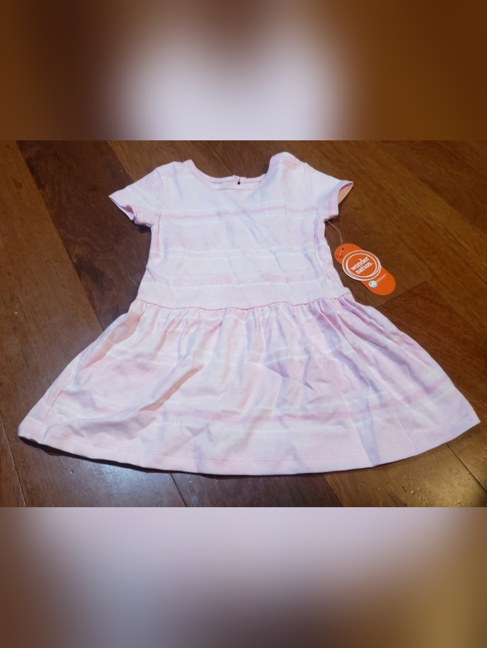 🌻 NWT baby girl spring cotton candy pink striped short sleeved dress size 24M